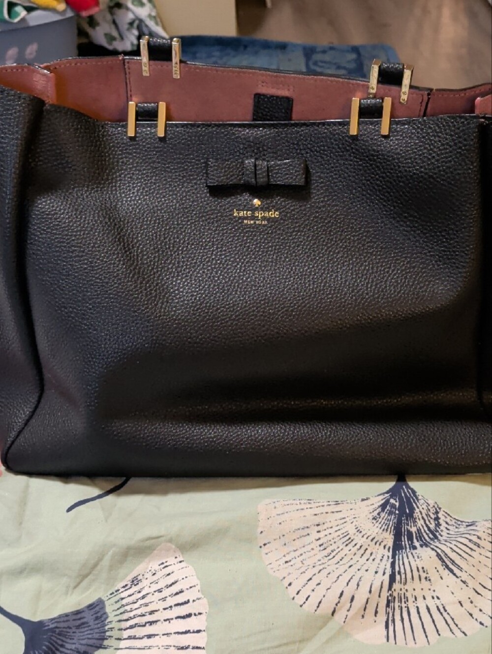 kate spade Black Pebbled Leather Satchel with Gold Hardware - Picture 13 of 14